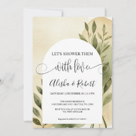 モダンなテラコッタとセージのカラーの結婚前のベビーシャワー招待状 招待状