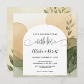 モダンなテラコッタとセージのカラーの結婚前のベビーシャワー招待状 招待状 (正面/裏面)