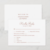 モダンなテラコッタとホワイトのミニマルウェディング 出欠カード (正面/裏面)