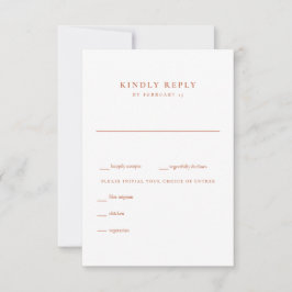 モダンなテラコッタとホワイトの結婚式RSVP 出欠カード