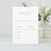 モダンなテラコッタとホワイトの結婚式RSVP 出欠カード (スタンド正面)