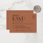 モダンなテラコッタの結婚式RSVPカード エレガンス ノートカード (正面/裏面インサイチュ)