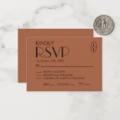 モダンなテラコッタの結婚式RSVPカード(返信はがき) エレガンス ノートカード (正面/裏面インサイチュ)