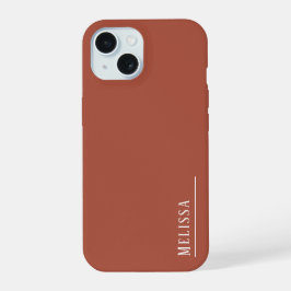 モダンなテラコッタカラーのカスタムモノグラム  iPhone 15ケース