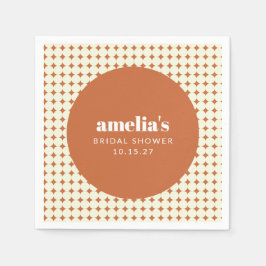 モダンなテラコッタドットのウェディングシャワーカスタム スタンダードカクテルナプキン