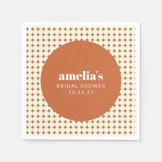 モダンなテラコッタドットのウェディングシャワーカスタム スタンダードカクテルナプキン (正面)