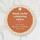 モダンなテラコッタドット ブライダルシャワー カスタム サンクス フェイバータグ (裏面)