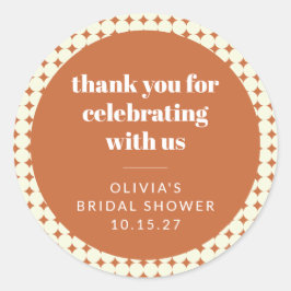 モダンなテラコッタドット ブライダルシャワー カスタム サンクス ラウンドシール