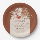 モダンなテラコッタパンパスグラス フローラル ペーパー プレート (正面)