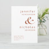 モダンなテラコッタ アンパサンド フォト セーブザデート (スタンド正面)