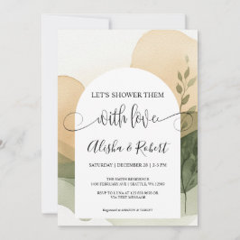 モダンなテラコッタ＆セージ カップルシャワー 招待状