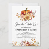 モダンなテラコッタ フラワーパンプキン セーブザデート (正面)