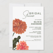 モダンなテラコッタ フラワーブライダルシャワー セレブレーション 招待状 (正面)