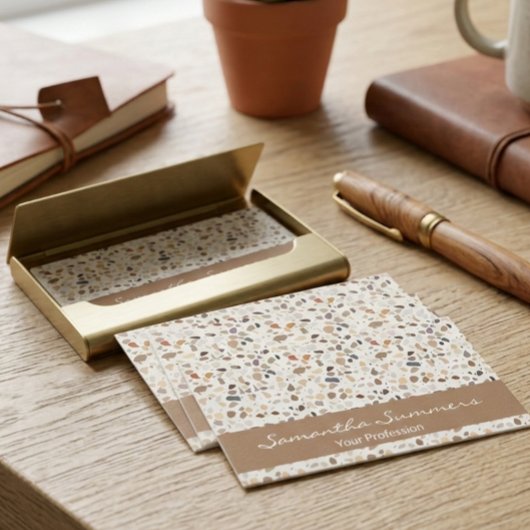 モダンなテラッツォのロックのようなパターン アートデコ 名刺