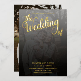 モダンなテラリウムのフェード写真 ウェディング ゴールド 箔招待状