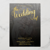 モダンなテラリウム フェード写真 ウェディング ゴールド 箔招待状 (正面)