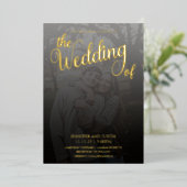 モダンなテラリウム フェード写真 ウェディング ゴールド 箔招待状 (立ち正面)