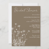 モダンなテープ＆ホワイト ワイルドフラワー ブライダルシャワー 招待状 (正面)
