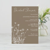 モダンなテープ＆ホワイト ワイルドフラワー ブライダルシャワー 招待状 (スタンド正面)