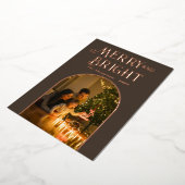 モダンなテープ＆ローズゴールドのクリスマス写真 箔シーズンカード (回転した状態)