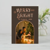 モダンなテープ＆ローズゴールドのクリスマス写真 箔シーズンカード (立ち正面)