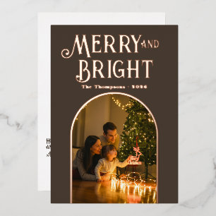 モダンなテープ&ローズゴールドのクリスマス写真 箔シーズンカード