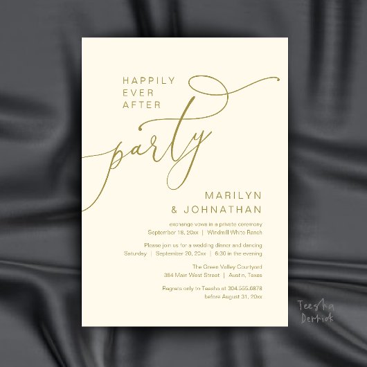 モダンなディナーレセプション Happily Ever After Party 招待状