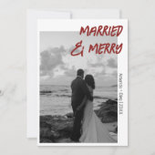 モダンなディープバーガンディーの結婚と喜びの装飾 シーズンカード (正面)
