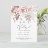 モダンなデザイナーのダスティローズブロッシュの詳細と結婚式 招待状 (スタンド正面)