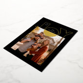 モダンなデザインが施された大きな金色の喜び 箔シーズンカード (回転した状態)