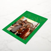 モダンなデザインが施された大きな金色の喜び 箔シーズンカード (回転した状態)