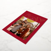 モダンなデザインが施された大きな金色の喜び 箔シーズンカード (回転した状態)