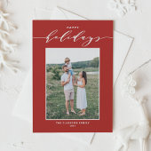 モダンなデザインが素敵な赤いタイポグラフィーのホリデーカード写真 シーズンカード