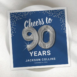 モダンなデザインで90歳の誕生日をお祝いするナプキン スタンダードカクテルナプキン