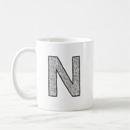 モダンなデザインのイニシャルNの文字が入ったコーヒーマグカップ コーヒーマグカップ