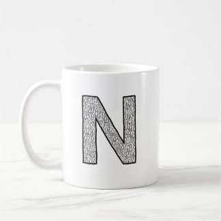 モダンなデザインのイニシャルNの文字が入ったコーヒーマグカップ コーヒーマグカップ