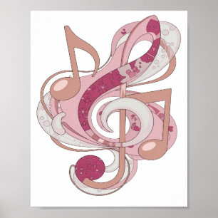 モダンなデザインのピンクの音楽「MUSIC IN PINK」 ポスター