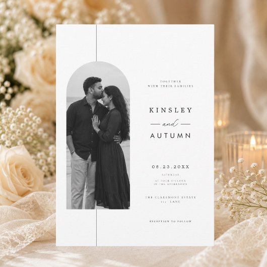 モダンなデザインのミニマリスト写真結婚式招待状 招待状