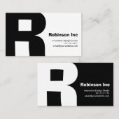 モダンなデザインの大きいレトロのRモノグラムのリバーシブル 名刺 (正面/裏面)