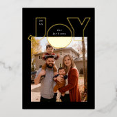 モダンなデザインの大きな金色の喜び 箔シーズンカード (正面)