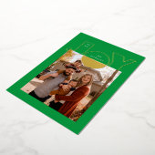 モダンなデザインの大きな金色の喜び 箔シーズンカード (回転した状態)