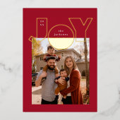 モダンなデザインの大きな金色の喜び 箔シーズンカード (正面)