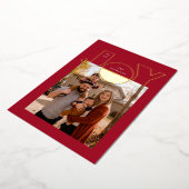 モダンなデザインの大きな金色の喜び 箔シーズンカード (回転した状態)