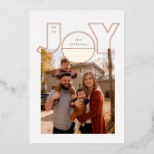 モダンなデザインの大型ローズゴールドの喜び 箔シーズンカード (正面)