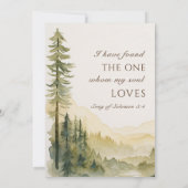 モダンなデザインの松の木が描かれたクリスチャンウェディング 招待状 (裏面)