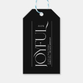 モダンなデザインの楽しいホリデーシーズン クリスマスおめでとう ギフトタグ (正面)