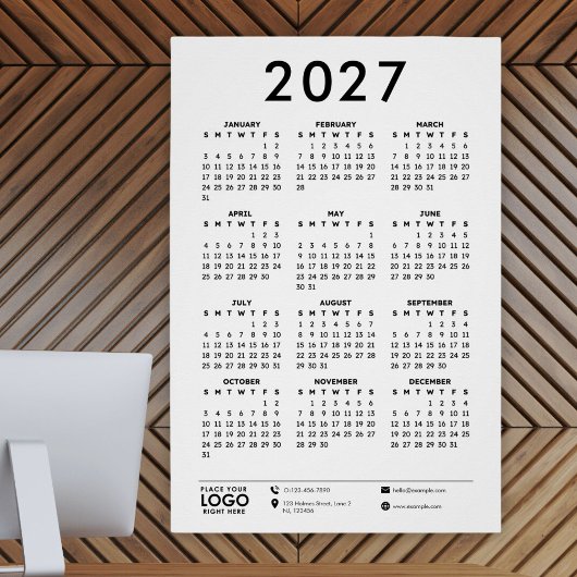 モダンなデザインの2027年カレンダー（企業用ロゴ入り） ポスター