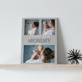 モダンなデザインの「I Love You Mommy(ママ大好きです)」フォトコラージュ プラーク