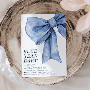 モダンなデニムの誕生日パーティー 招待状
