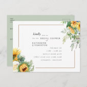 モダンなトスカーナのひまわりが咲く ブライダルシャワー インビテーションポストカード (正面/裏面)